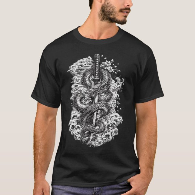 Camiseta Japonesa Katana de Cobra | Irezumi Tradic (Frente)