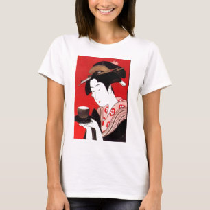 Camiseta Japonesa Lady Tea Servindo Cerimonia Art Impressão