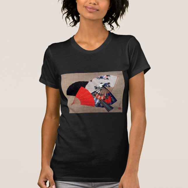 Camiseta Japoneses Cinco Ventiladores, Hokusai, Ukiyoe (Frente)