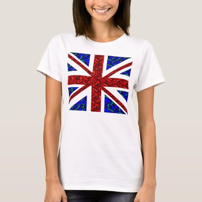 Camiseta jaque de união floral, unionjack legal, jaque de (Frente)