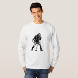 Camiseta Jaqueta de couro de cantor de rock retrô Grunge