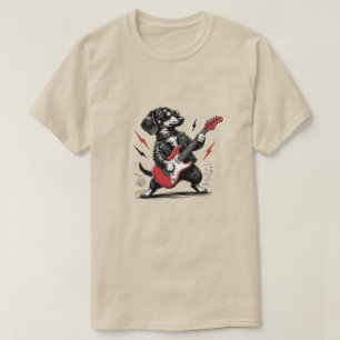 Camiseta Jaqueta de couro de guitarrista Dachshund legal