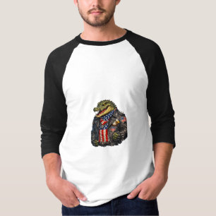 Camiseta Jaqueta de Couro de Motoqueiro Jacaré Patriótico F