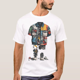 Camiseta Jaqueta Deconstruída de Patchwork Utilitário Stree