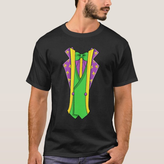 Camiseta Jaqueta Falso de Suit Mardi Gras Fleur De Lis (Frente)