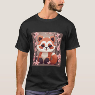 Camiseta Jardim Ao Armário Panda Vermelha E Cherry Blo