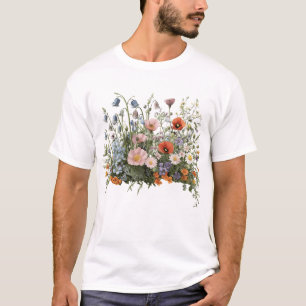 Camiseta jardim botânico de flores de campo