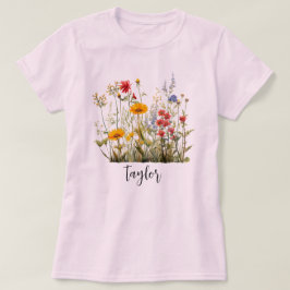 Camiseta Jardim Botânico de Flores Silvestres em Aquarela B