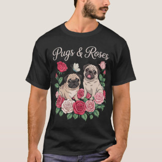 Camiseta Jardim Botânico Pug Preto - Floral Dono de Cachorr