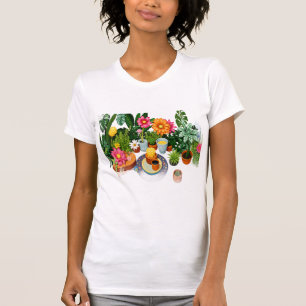 Camiseta Jardim Botânico Tropical Colagem Floral – Colorido