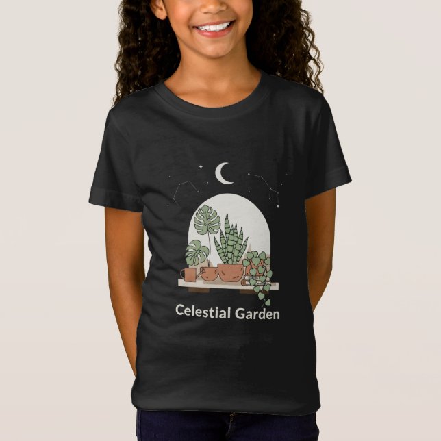 Camiseta Jardim Celestial Casa Boho Planta Lua e Estrelas A (Frente)