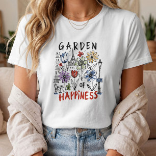 Camiseta Jardim da Felicidade – Desenho Floral de Paris
