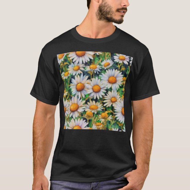 Camiseta Jardim das Flores de Margarida de Aquarela (Frente)