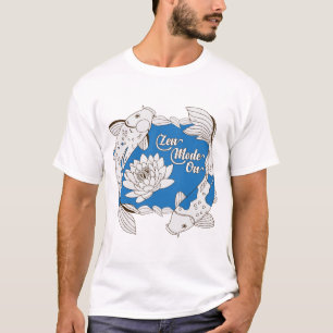 Camiseta Jardim de Água Arte de Peixes Koi em Modo Zen