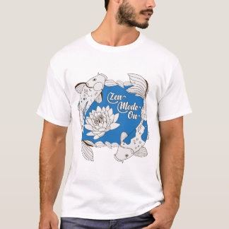 Camiseta Jardim de Água Arte de Peixes Koi em Modo Zen