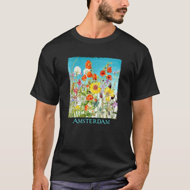 Camiseta Jardim de Amsterdã Flores Florais Mulheres Jardim  (Frente)