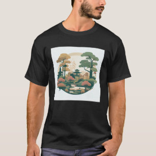 Camiseta Jardim de Árvores Bonsai de Outono Santuário Japon