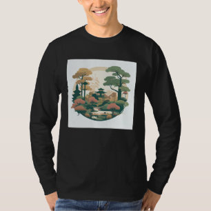Camiseta Jardim de Árvores Bonsai de Outono Santuário Japon
