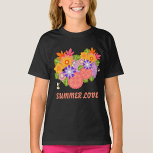 Camiseta Jardim de Bloqueio Flor bonito Verão