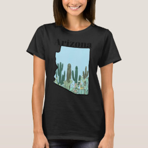 Camiseta Jardim de Cactos Mapa do Estado do Arizona