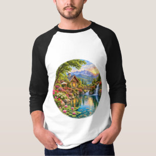 Camiseta Jardim de Casa Alpina Lago da Montanha Nascer do S