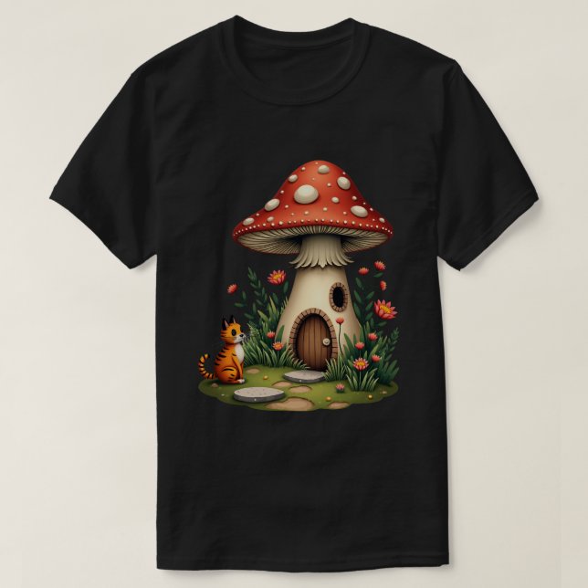 Camiseta Jardim de Casa de Cogumelo (Frente do Design)