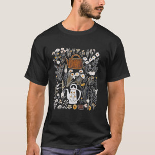 Camiseta Jardim de Chá Botânico Desenho Floral Rústico