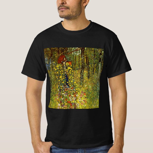 Camiseta Jardim de fazenda com Crucifixo por Gustav Klimt (Frente)