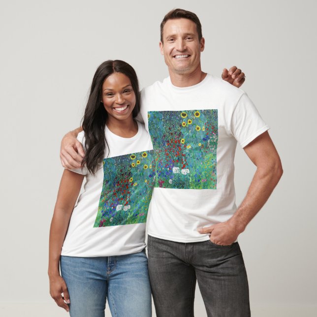 Camiseta Jardim de fazenda com girassóis por Gustav Klimt (Unissex)