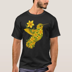 Camiseta Jardim de Flores de Beija-flor Narciso