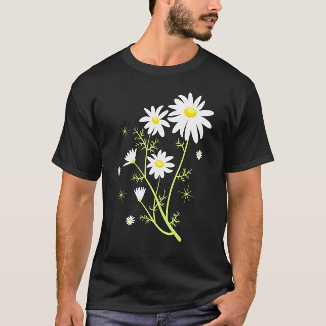 Camiseta Jardim de Flores de Margarida Floral Planta (Frente)