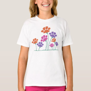 Camiseta Jardim de Flores de Pegada de Pata