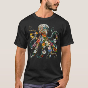 Camiseta Jardim de Flores Florais Vintage de Polvo de Mergu