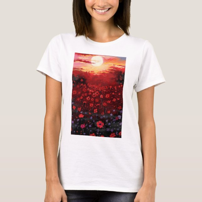 Camiseta jardim de flores pintadas (Frente)
