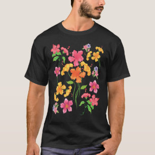 Camiseta Jardim de Flores Silvestres Coloridas Flora Botâni