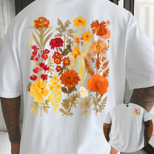 Camiseta Jardim de Flores Silvestres Estética Arte Botânica
