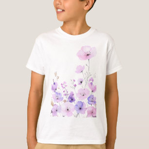 Camiseta Jardim de Flores Silvestres Pastel em Flor Suave