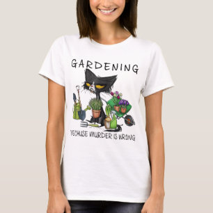 Camiseta Jardim de Gato Negro Porque Assassinato É Jardim E