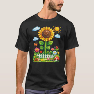 Camiseta Jardim de Girassóis Caprichoso Arte de Natureza de