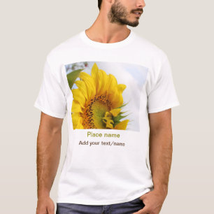 Camiseta Jardim de girassol amarelo adicionar nome de texto