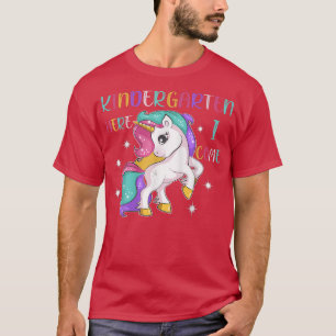 Camiseta jardim de infância aqui eu venho unicórnio fofo de