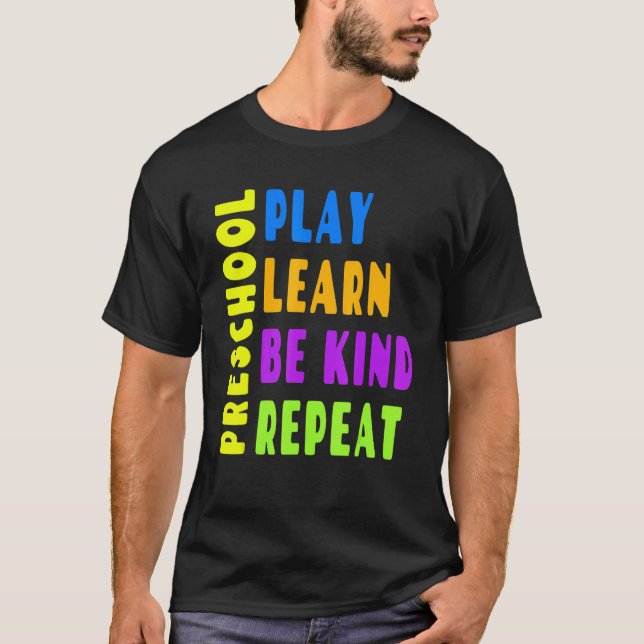 Camiseta Jardim de Infância Brincar Aprender Ser Gentil Rep (Frente)