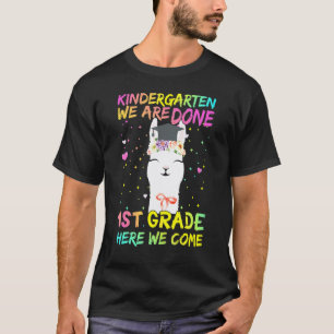 Camiseta Jardim de Infância de Lhama Fofo Terminamos a 1ª S