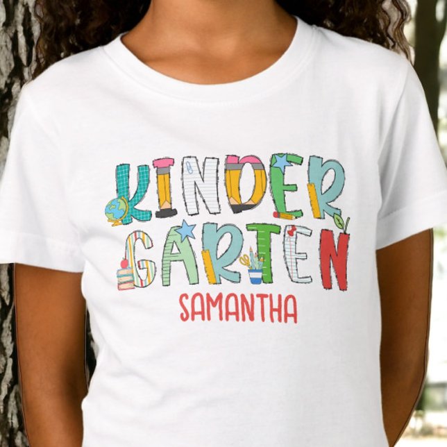 Camiseta Jardim de Infância de Volta à Escola Personalizada (Criador carregado)