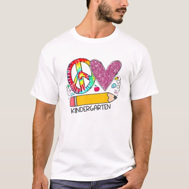 Camiseta Jardim de Infância do Peace Love De Volta Para O A (Frente)
