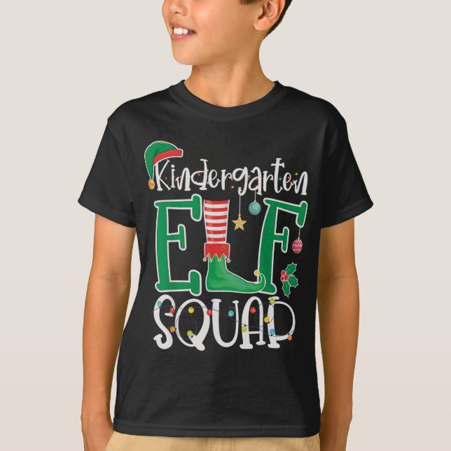 Camiseta Jardim de Infância ELF Esquadrão Engraçado Natal E (Frente)
