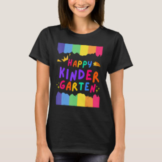 Camiseta Jardim de Infância Feliz Arco-íris Primeiro Dia de