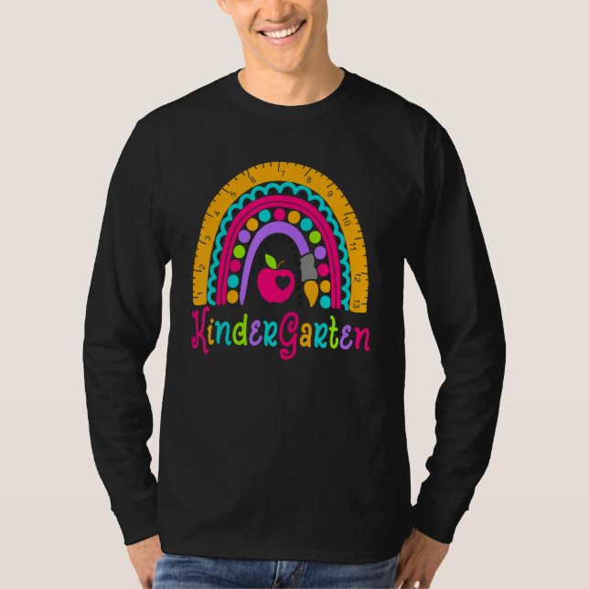 Camiseta Jardim de Infância Professor Arco-íris Bem-vindo d (Frente)