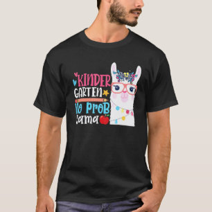 Camiseta Jardim de Infância Sem Problema Lhama Primeiro Dia