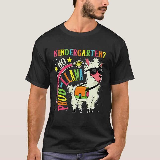 Camiseta Jardim de Infância Sem Problema Llama  Volta às Au (Frente)